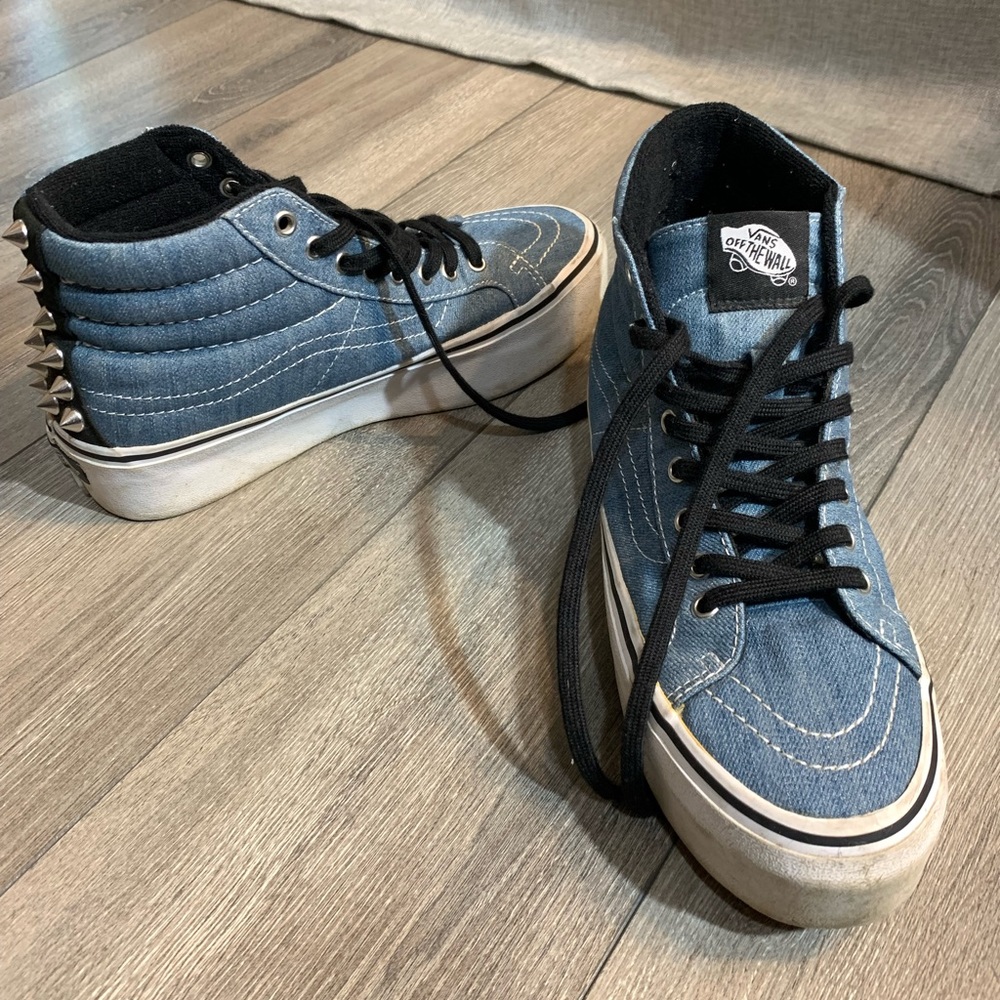 PUNK ROCK Denim VANS with spike rivets